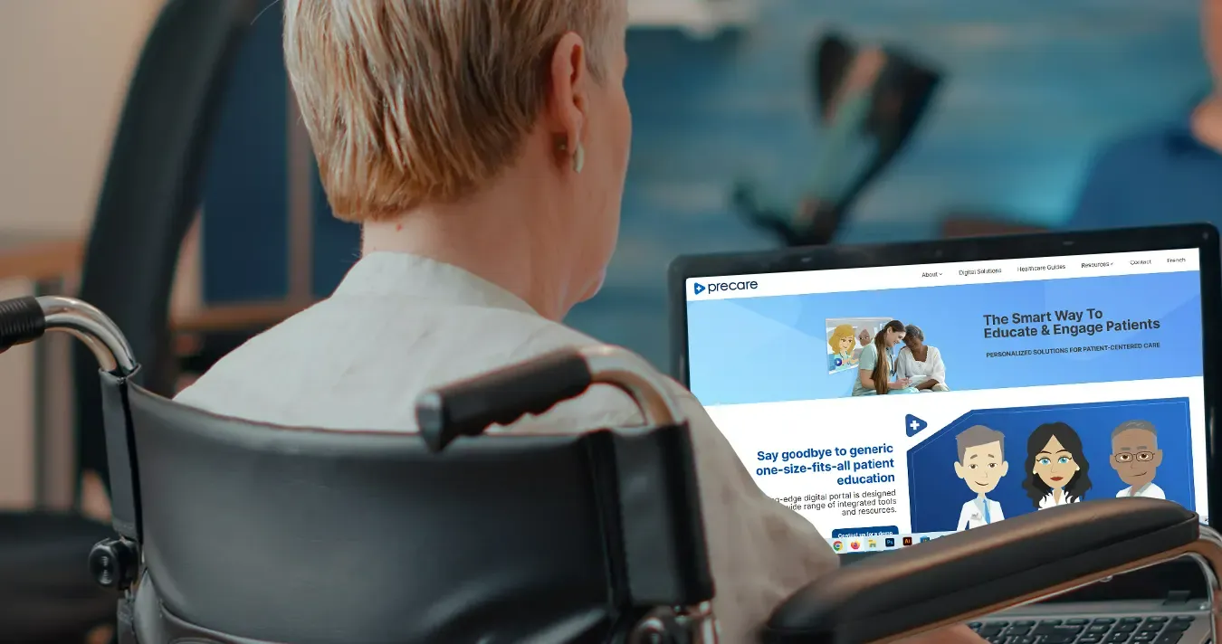 Image of elderly woman using the Precare website