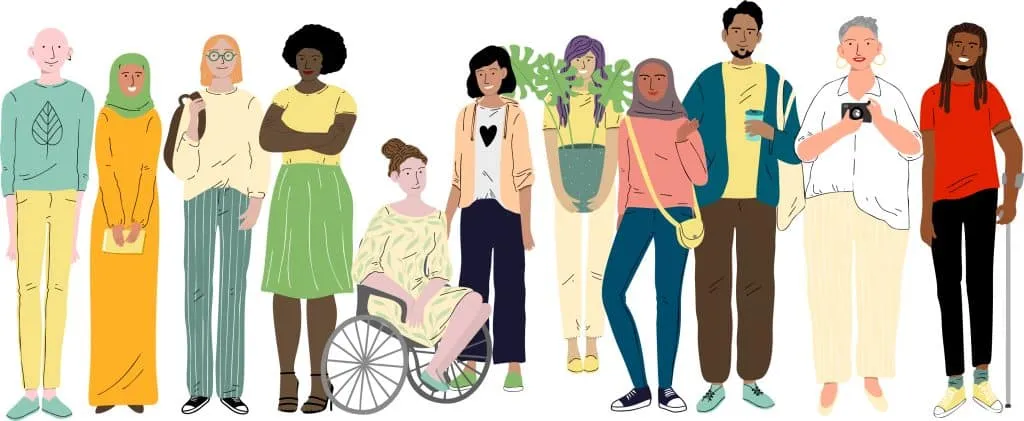 Animated image showing different types of patients, of all races