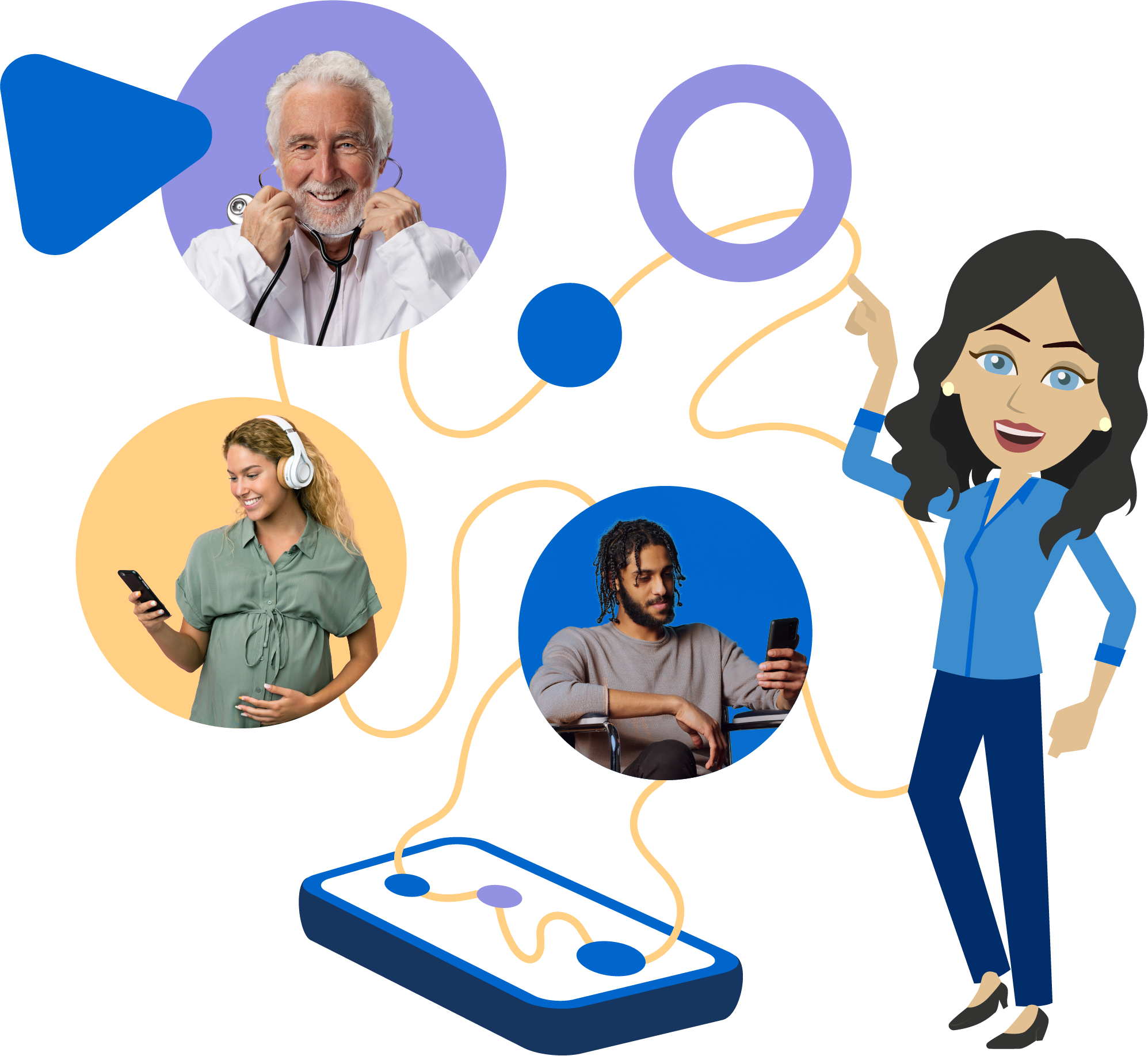 Illustration of Mrs Precare and graphics