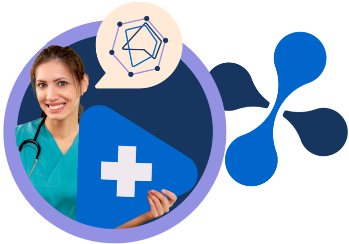 Illustration of nurse holding Precare's logo