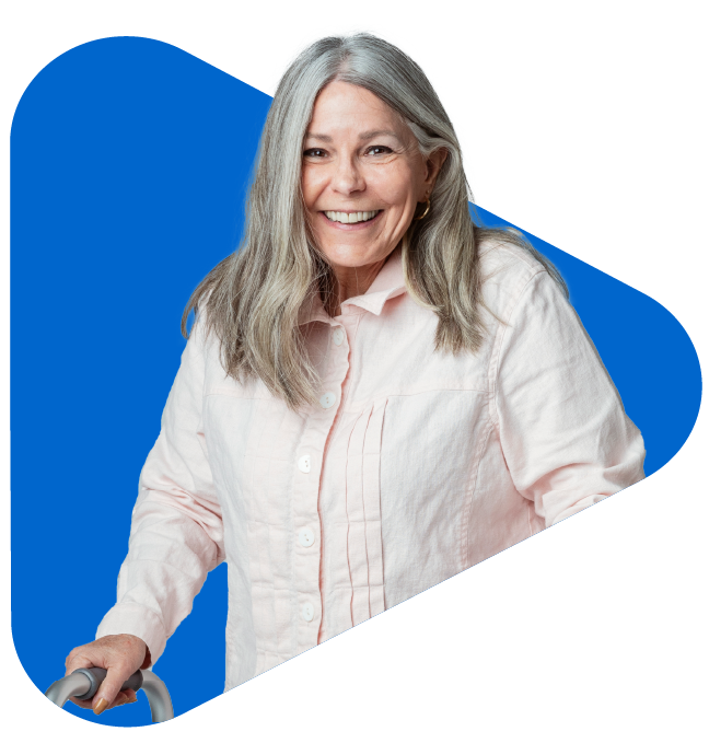 A old woman smiling.