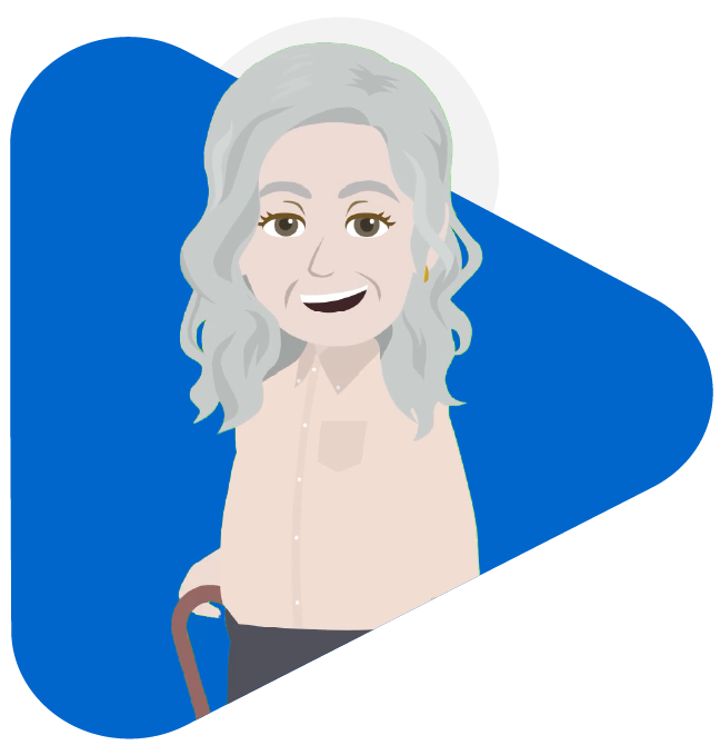 A cartoon of a old woman.