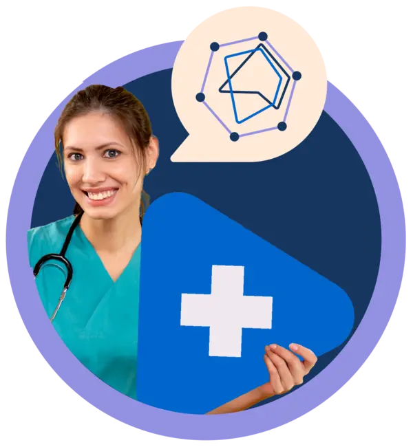 Illustration of nurse holding Precare's logo